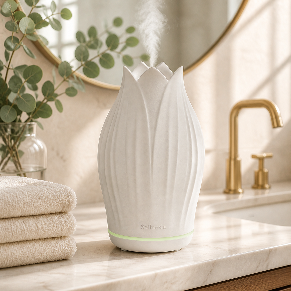 Solinexia petal-mist-ceramic-aroma-diffuser in a real home setting
