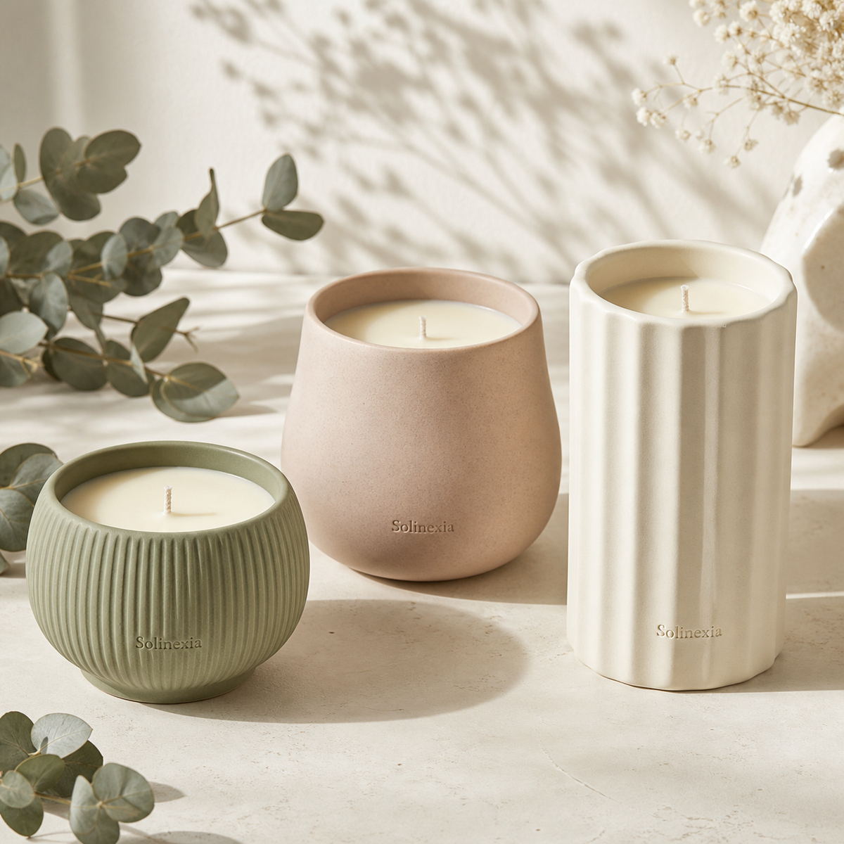 Solinexia Quiet Forms Ceramic Candle Trio — Solinexia product image