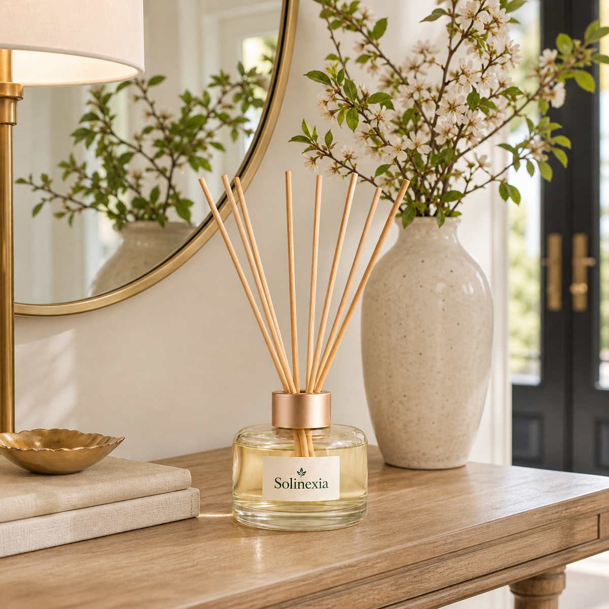 Solinexia garden-veil-reed-diffuser in a real home setting